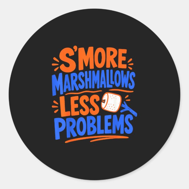 Marshmallow campfire s'mores  classic round sticker (Front)