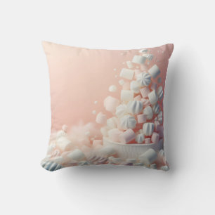 marshmallow delicious with pink background  throw pillow
