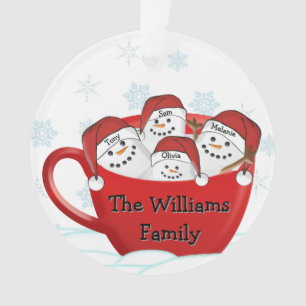 Marshmallow Family With Personalized Names Ornament