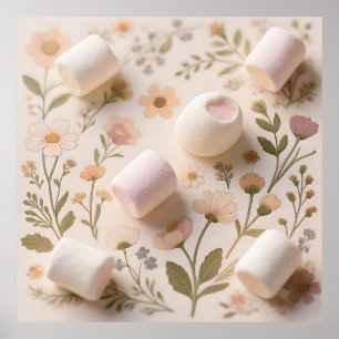 Marshmallow Floral Pastel Pattern Poster