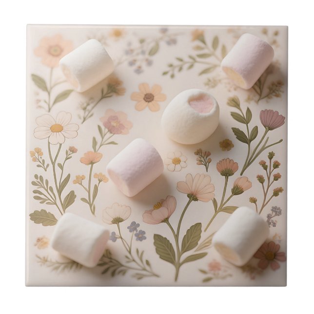 Marshmallow Floral Pastel Pattern Tile (Front)