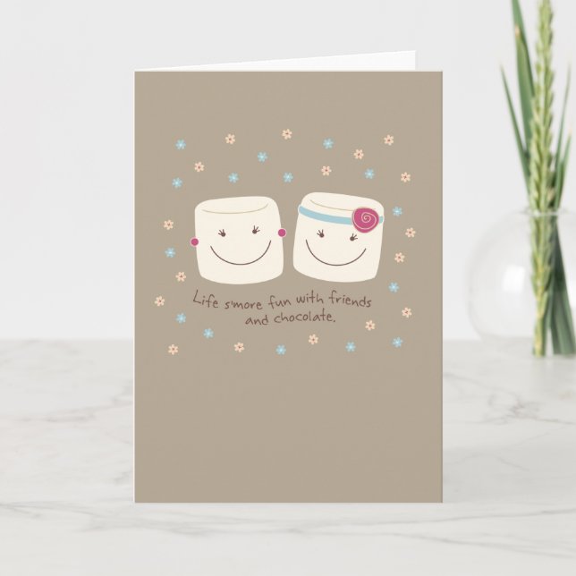 Marshmallow Friends and Chocolate Greeting Card (Front)