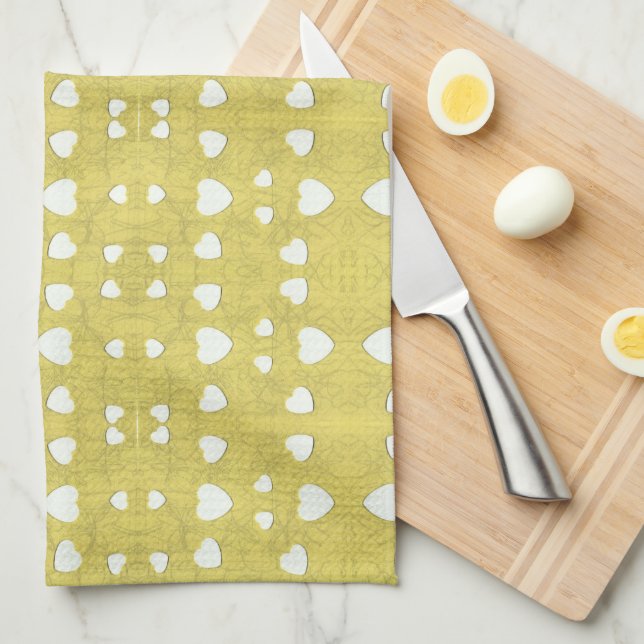 Marshmallow Hearts Kitchen Towel (Quarter Fold)