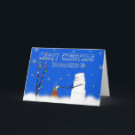 Marshmallow Holiday Card<br><div class="desc">Fun greeting with a marshmallow snowman roasting marshmallows over an open fire on snowy day.  See matching mug and other cards in  different categories.</div>
