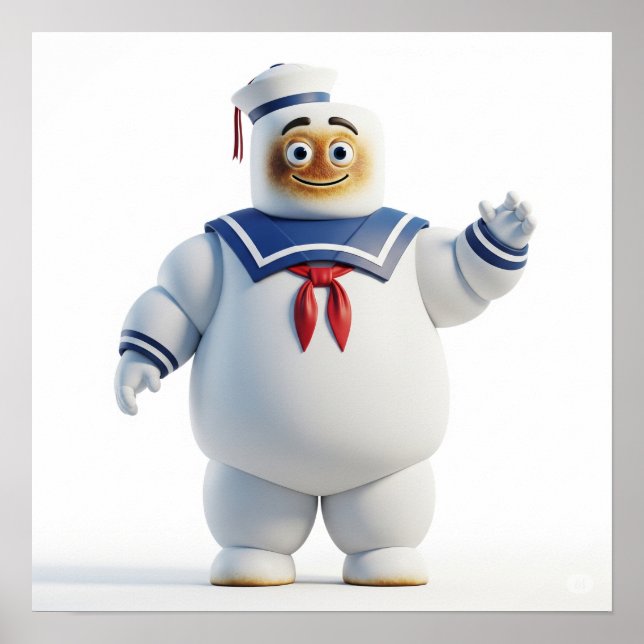 Marshmallow Monster Sailor Design Poster (Front)