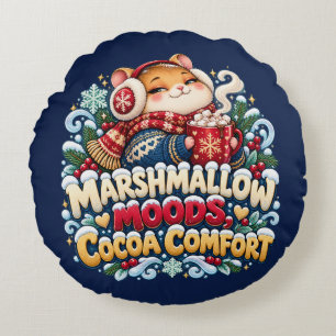 Marshmallow Moods Cocoa Comfort Hamster Round Pillow