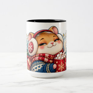 Marshmallow Moods Cocoa Comfort Hamster Two-Tone Coffee Mug