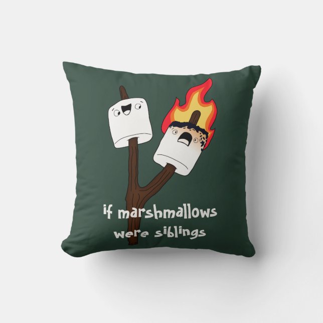 Marshmallow Siblings Throw Pillow (Front)
