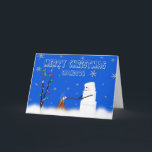 Marshmallow (Snowman) Grandson-Christmas-Humour Holiday Card<br><div class="desc">Fun greeting with a marshmallow snowman roasting marshmallows over an open fire on snowy day.  See matching mug and other cards in  different categories.</div>
