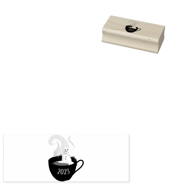Marshmallow Snowman In Hot Cocoa Rubber Stamp (Stamped)