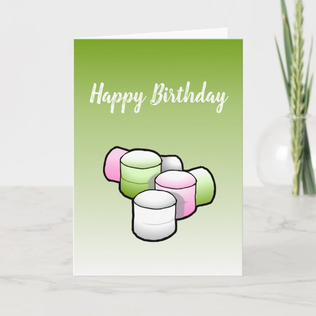 Marshmallow sur la carte d'anniversaire pliée (Devant)