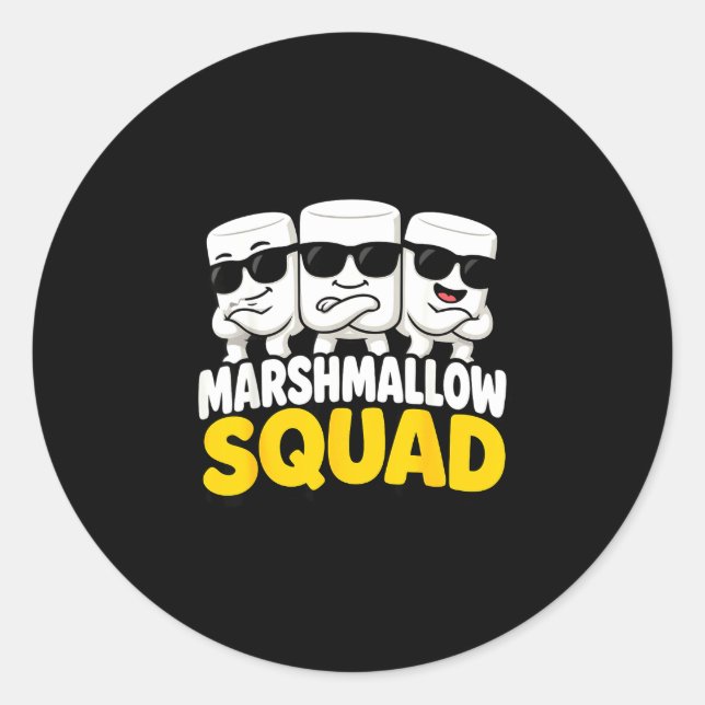 Marshmallow team campfire s'mores  classic round sticker (Front)