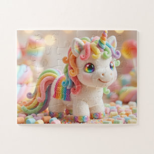 Marshmallow Unicorn and Pastel Candy Dream Jigsaw Puzzle