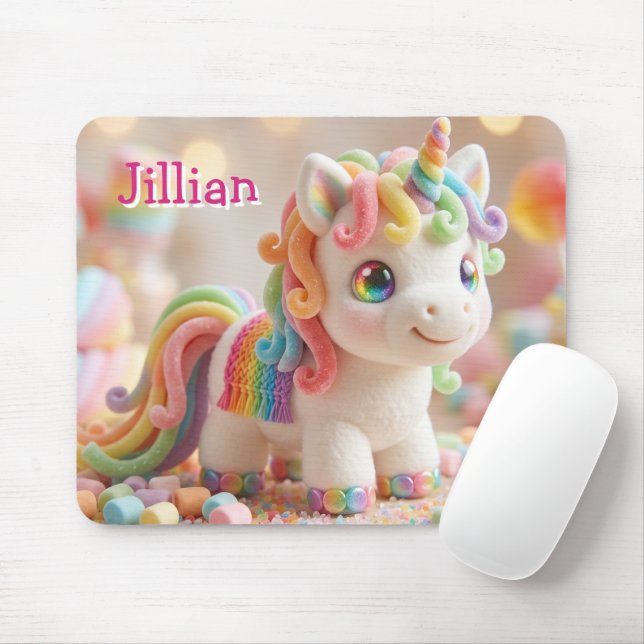 Marshmallow Unicorn and Pastel Candy Dream Mouse Pad (With Mouse)