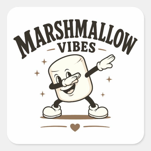 Marshmallow vibes square sticker (Front)