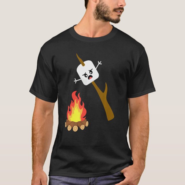 Marshmallow  Womenmen Camping   Campfire Tee (Front)