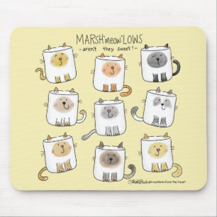 MARSHmeowLOWS Whimsical Wordplay Cat Marshmallows Mouse Pad