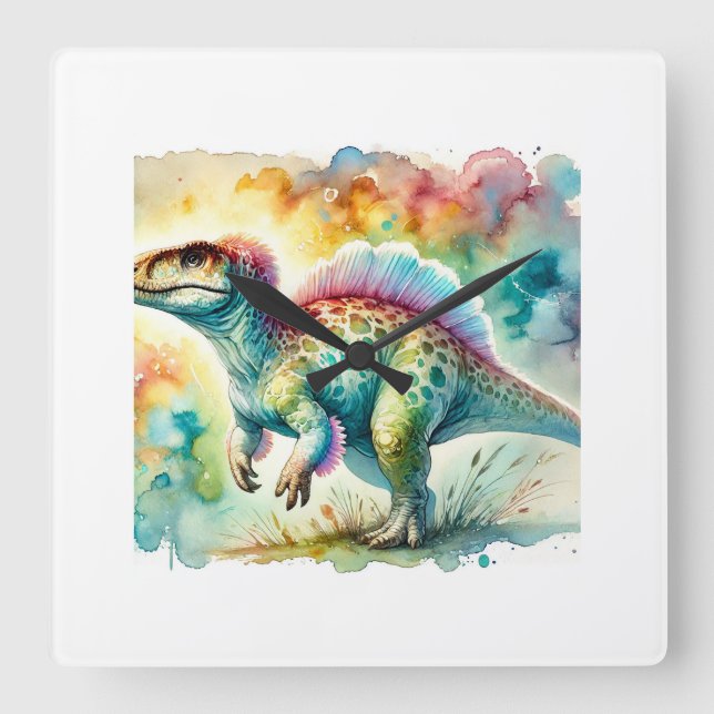Marshosaurus Dreams 020924AREF124 - Watercolor Square Wall Clock (Front)