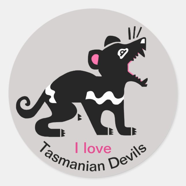 Marsupial  - I love Tasmanian devils - Wildlife Classic Round Sticker (Front)