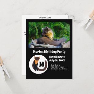 Marten Birthday Party Photo Monogram Invitation