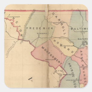 Martenet's Map of Maryland, Atlas Edition Square Sticker