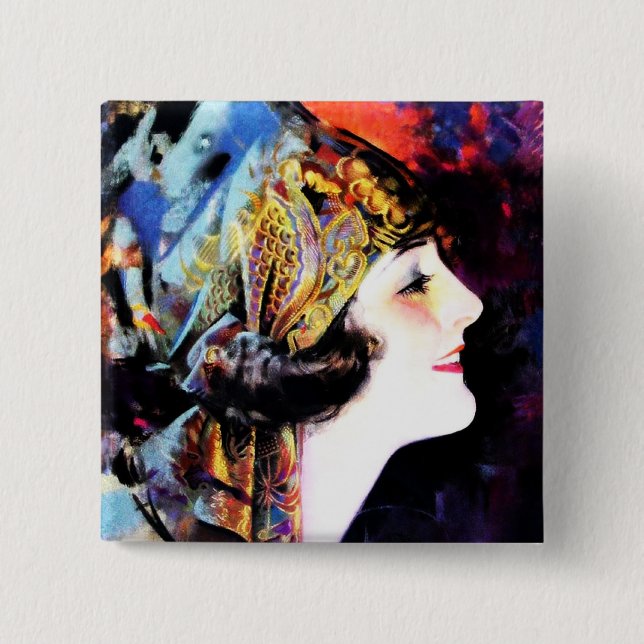 Martha Mansfield 2 Inch Square Button (Front)