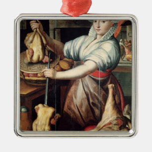 Martha Preparing Dinner for Jesus Metal Ornament