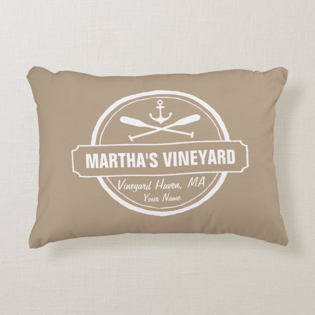 Martha’s Vineyard MA custom town nautical anchor Decorative Pillow (Front)