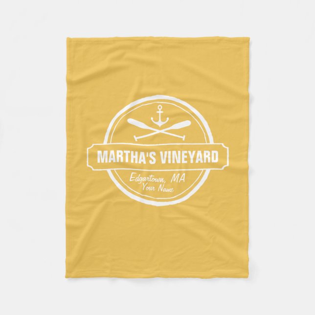 Martha’s Vineyard MA custom town nautical anchor Fleece Blanket (Front)