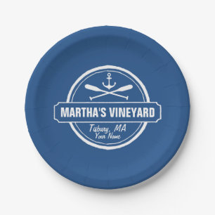 Martha’s Vineyard MA custom town nautical anchor Paper Plate