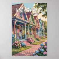 Martha’s Vineyard Massachusetts Illustration Retro
