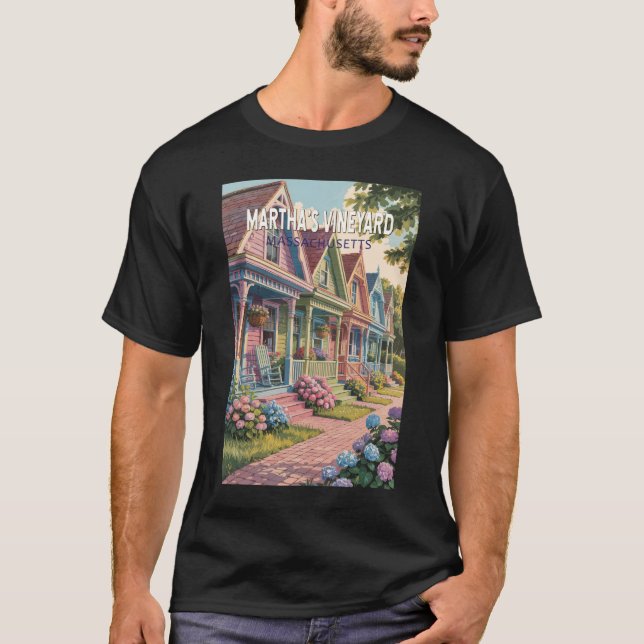 Martha’s Vineyard Massachusetts Illustration Retro T-Shirt (Front)