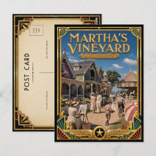 Martha’s Vineyard Massachusetts Vintage Art Deco Postcard