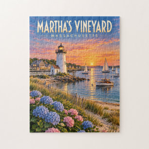 Martha’s Vineyard Sunset Lighthouse Massachusetts Jigsaw Puzzle