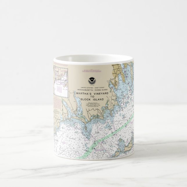 Martha’s Vineyard to Block Island Nautical Chart Coffee Mug (Center)