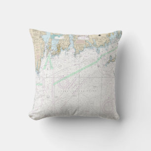 Martha’s Vineyard to Block Island Nautical Chart Throw Pillow