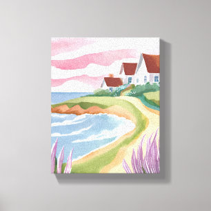 Martha’s Vineyard   Watercolor Beach Path Painting Canvas Print
