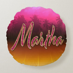 Martha Vorname Name golden pink Kissen Round Pillow