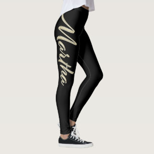 Martha white gold Handwriting trousers Leggings