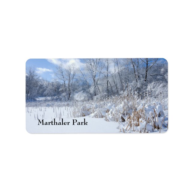 Marthaler Park Frozen Pond and Trees Label (Front)