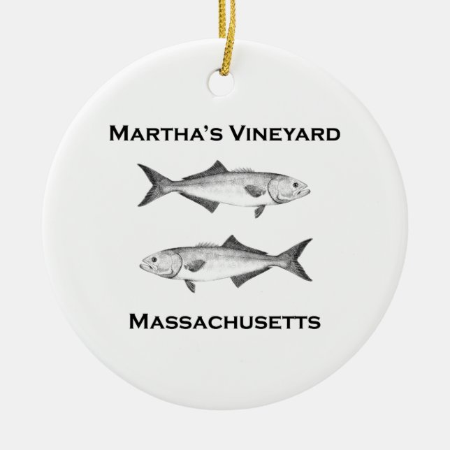 Martha's Vineyard Bluefish Ceramic Ornament (Front)