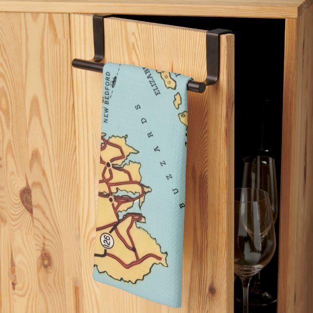Martha's Vineyard Coast Map  Kitchen Towel (Thirds Fold)