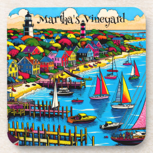 Martha's Vineyard Colorful Abstract Art Coaster