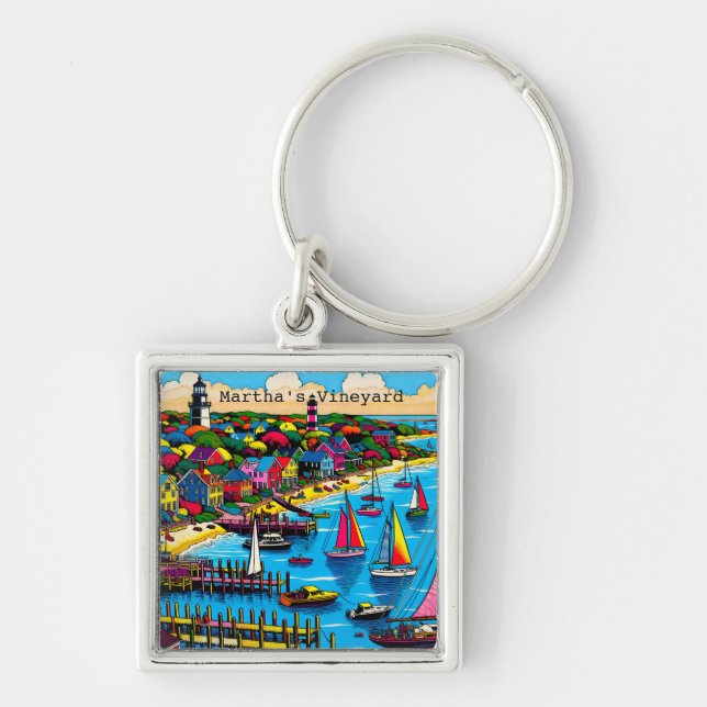 Martha's Vineyard | Colourful Abstract Art Keychain (Front)