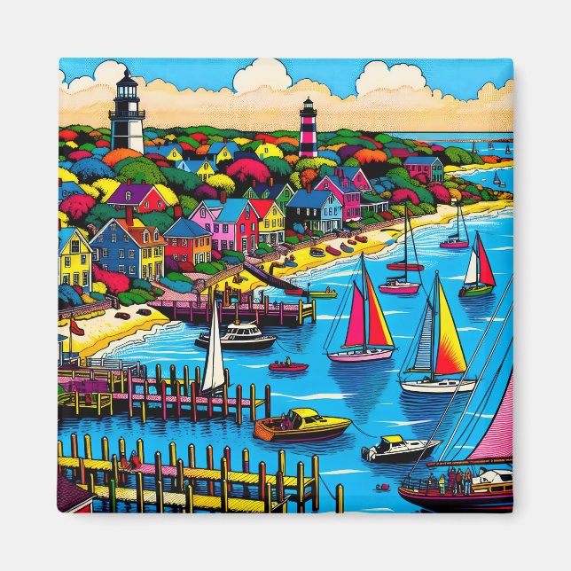 Martha's Vineyard | Colourful Abstract Art Magnet (Front)