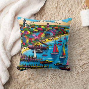 Martha's Vineyard   Colourful Abstract Art Throw Pillow