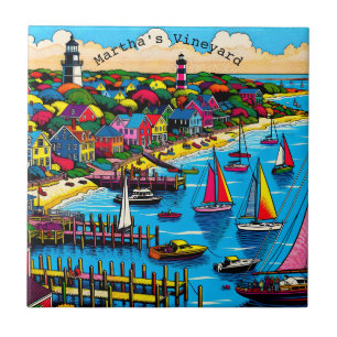 Martha's Vineyard Colourful Abstract Art Tile