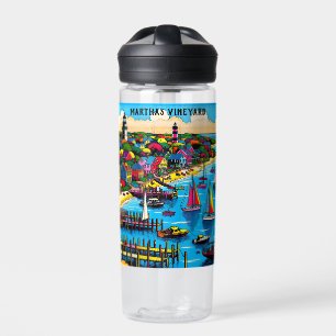 Martha's Vineyard   Colourful Abstract Art Water Bottle