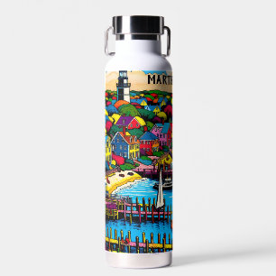 Martha's Vineyard   Colourful Abstract Art Water Bottle