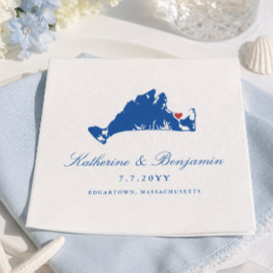 Martha's Vineyard Edgartown Navy Wedding Napkin